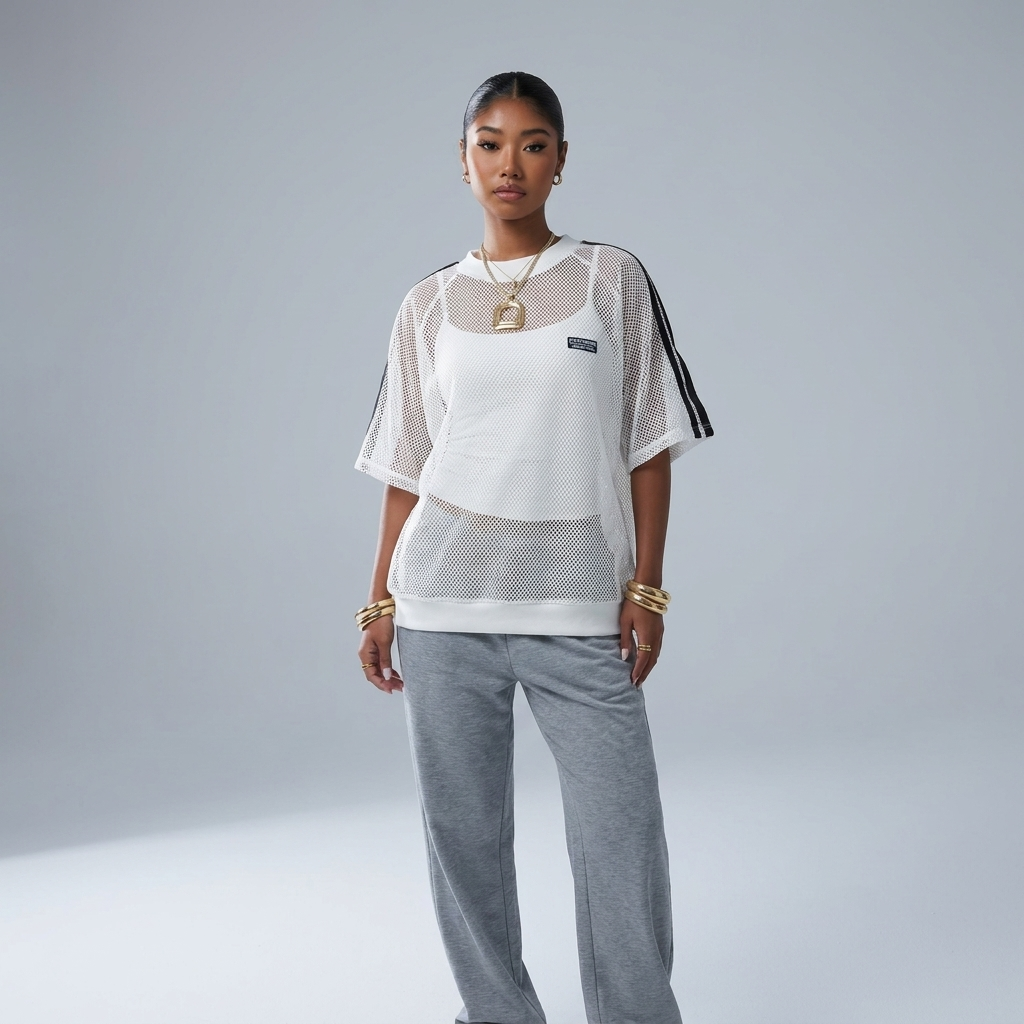 Varsity Mesh Oversized Layering Tee