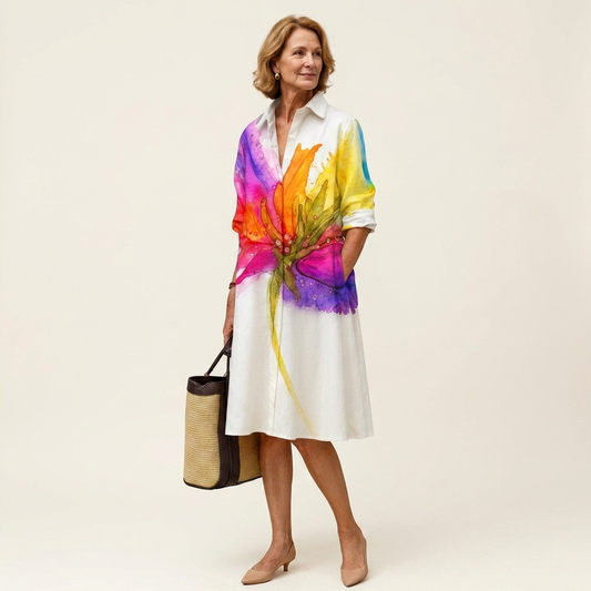 Lydia | The Watercolor Bloom Shirt-Dress