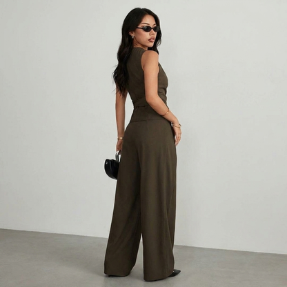 Boardroom Wrap-Top & Wide-Leg Set