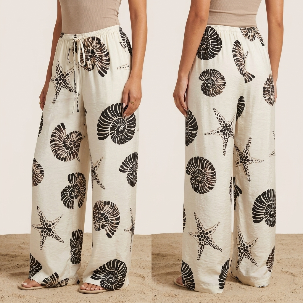 Seashell Wide-Leg Beach Pants