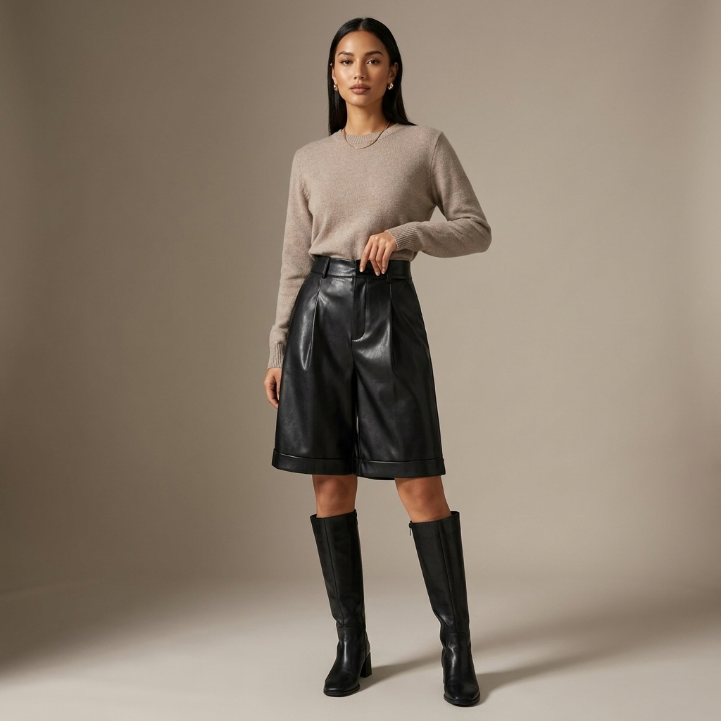 Cassian High-Waist Faux-Leather Shorts