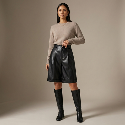 Cassian High-Waist Faux-Leather Shorts