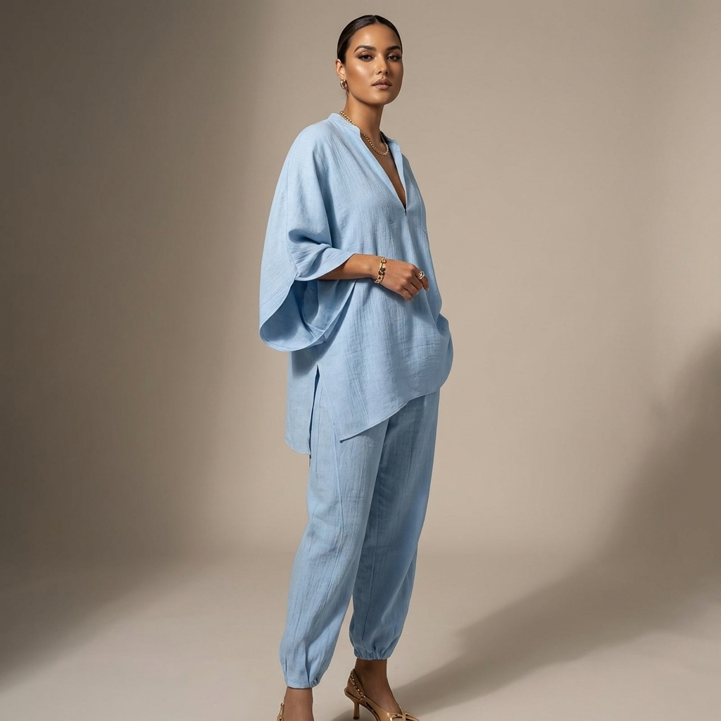 Margot Linen-Look Dolman Two-Piece Set