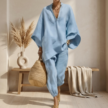 Margot Linen-Look Dolman Two-Piece Set