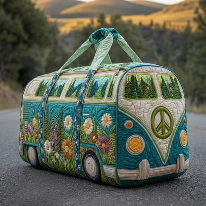 Wanderlust Camper Duffel — Retro VW-Van Quilted Weekender Bag