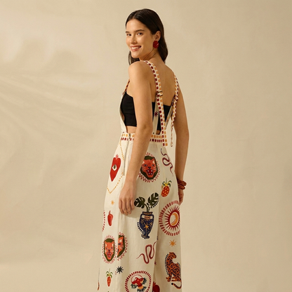 Folklore Wide-Leg Jumpsuit — Bold Art-Print Statement One-Piece
