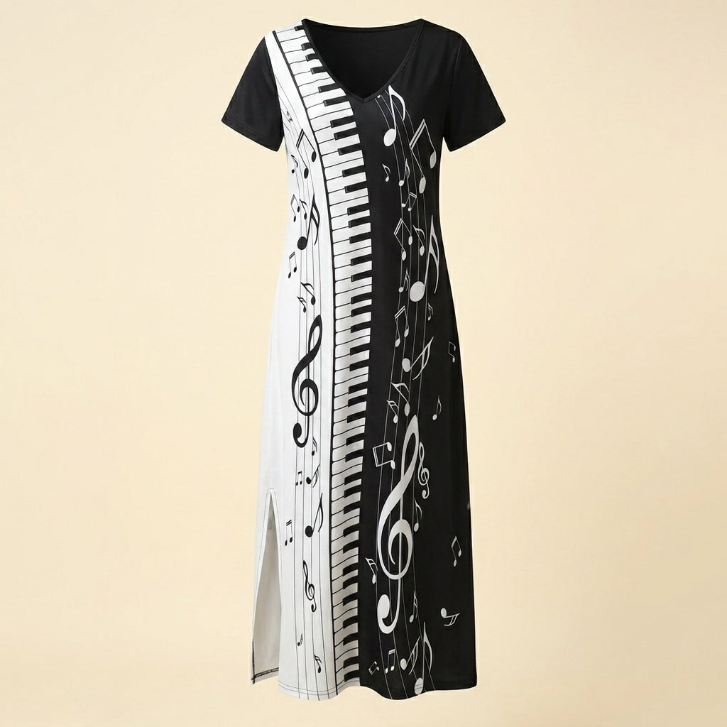 The Crescendo Music-Note Maxi Dress